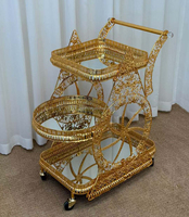Chariot à vin et à boissons de luxe, robuste et de qualité supérieure, doré, pour hôtels, restaurants, bars, usage domestique, desserts, événements commerciaux, fêtes et mariages