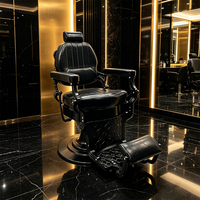 Fauteuil de Barbier Hydraulique de Luxe Inclinable et Pivotant à 360° pour Salon de Beauté et Coiffure
