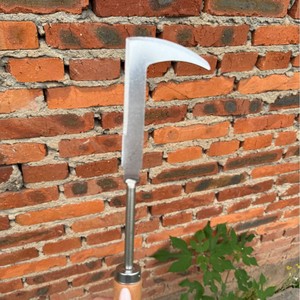 Desherbador de jardín de acero inoxidable con mango de madera, herramienta para excavar vegetales silvestres, rastrillo, <span class=keywords><strong>pala</strong></span> de jardín, gancho, plateado y marrón - Product Image 4