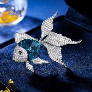 เข็มกลัดคริสตัลเซอร์คอนรูป<span class=keywords><strong>ปลาทอง</strong></span>14K สุดพิเศษสำหรับงานแต่งงานของผู้หญิงหรืองานหมั้น - Product Image 4