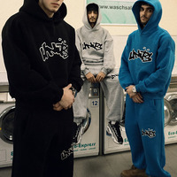 Kustom logo cetak produsen pakaian Hoodie ukuran besar pas kaus keringat setelan celana Jogging Jogging Set pakaian olahraga untuk pria