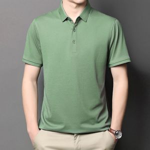 Polo personnalisé DFU161 en tissu de soie naturelle tissé, t-shirt d'été avec col plié. - Product Image 2