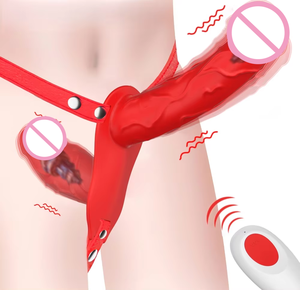 Factory Control Silicone Lesbian Strap on Double <b>Vibrating</b> Dildo Soft Sexy Toys for Adult Sex Safer Sex Silicone Dildo - Product Image 1