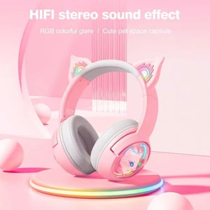 Auriculares inalámbricos para juegos ONIKUMA B5 RGB con orejas de gato, ANC, IPX5 a prueba de agua, baja latencia, diseño metálico, adecuados para una variedad de escenarios. - Product Image 2