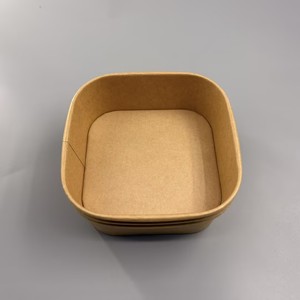 Bol en papier kraft carré personnalisé, recyclable, jetable, pour emballage de restauration rapide, adapté aux plats chauds et froids, fourni par l'usine. - Product Image 6