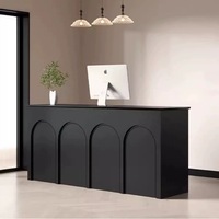 Mostrador de Recepción Comercial Pequeño de Madera Maciza Negra de Alta Calidad con Almacenamiento, Logotipo Personalizable, Mostrador de Recepción Negro