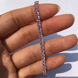 Pink AAAAA <strong>Cubic</strong> <strong>Zirconia</strong> Women 925 Sterling Silver CZ Diamond <strong>Tennis</strong> <strong>Bracelet</strong> Adjustable - Product Image 1