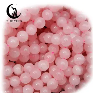 Zhe Ying-Cuentas de cuarzo rosa para fabricación de joyas, 8mm, rosa brillante