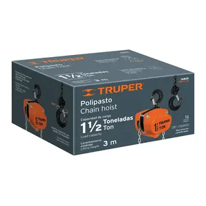 Truper da 1 1/2 tonnellate di paranco a catena manuale monofase in lega di alluminio per edilizia mineraria uso domestico al dettaglio con alimentazione a leva - Product Image 3