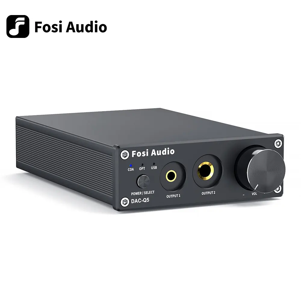 Fosi ตัวแปลงเสียง Q5 DAC,ตัวถอดรหัส ESS9018K2M ดิจิทัลเป็นอะแดปเตอร์ USB เครื่องขยายเสียงหูฟังและสเตอริโอขนาดเล็ก