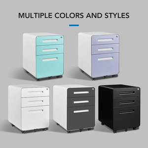 خزانة فولاذية متحركة موفرة للمساحة قابلة لتعديل الارتفاع مع 3 أدراج وعجلات - Product Image 3