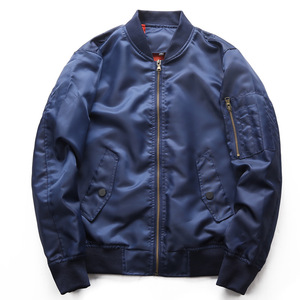 Chaqueta Bomber de Hombre al por Mayor, Casual, Minimalista, con Estampado, Cuello Alto, Transpirable, con Cremallera, de Tela Fina de Lana, Ajuste Holgado, para Otoño, OEM - Product Image 3