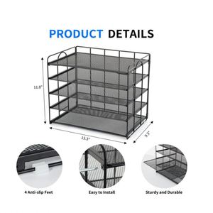 5 Tier Mesh Paper Letter Tray Organizer Desktop Mail Sorter Office Supplies Organizer Desk Organizers and Accessories - Product Image 4