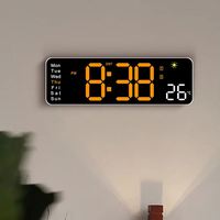Horloge murale numérique à grand écran, réveil LED avec télécommande, horloge de bureau/murale filaire avec date, jour de la semaine, température et humidité