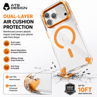 Coque de téléphone personnalisable ATB OEM ODM pour iPhone 17 18 Pro Max avec cadre d'appareil photo en métal N52, protection magnétique anti-chute, coque transparente