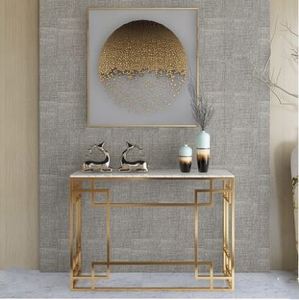 Home Furniture Living Room <strong>Rectangle</strong> Side <strong>Tables</strong> Gold Legs Marble Top <strong>Entryway</strong> <strong>Table</strong> Console - Product Image 4
