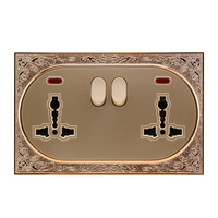 ABUK Panel pola ukiran Harga Murah tombol tekan bulat Gang 10A 250V saklar daya listrik dan soket USB dengan lampu LED