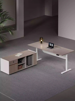 Ensemble de chaise de bureau du patron, table en bois de grande taille à hauteur réglable électriquement, design moderne minimaliste, bureau