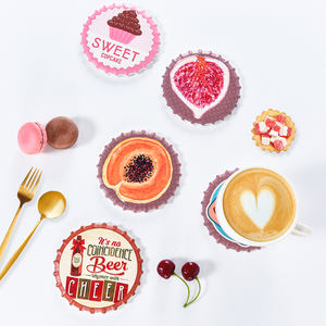 Кастрюля под заказ, креативные керамические подставки в форме крышки пива, водонепроницаемые подставки для кофейных чашек с пробковым ковриком для барной стойки - Product Image 3