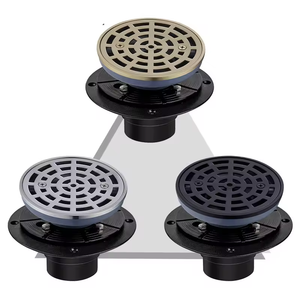 Desagüe de suelo de ducha redondo dorado cepillado de acero inoxidable SUS 304 de 4 pulgadas con brida de Base ajustable - Product Image 1