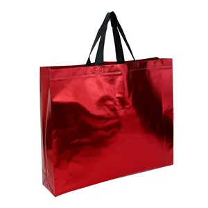 Grosir dapat digunakan kembali sesuai pesanan desainer Logo kuat menangani ultrasonik metalik laminasi bukan tenunan Eco Shopping tas belanja