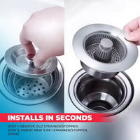 Filtre de vidange d'évier de cuisine en acier inoxydable de 3 1/2 pouces, panier anti-colmatage pour évacuation d'évier de cuisine
