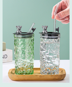 Tasse <span class=keywords><strong>à</strong></span> <span class=keywords><strong>eau</strong></span> en verre de 400ml, ours mignon, tasses <span class=keywords><strong>à</strong></span> café modernes de haute qualité avec <span class=keywords><strong>jolis</strong></span> couvercles et paille, nouvel arrivage - Product Image 4