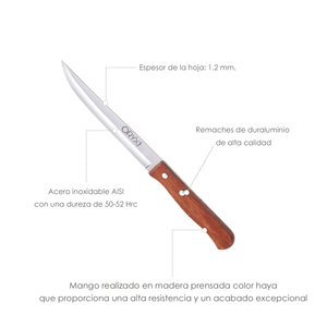 Coltello da Cucina Montana, Lama in Acciaio Inossidabile, 13 cm. Manico in Legno - Product Image 3