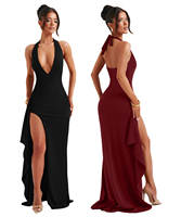 Nuevo Vestido de Fiesta Largo con Escote Halter y Abertura Alta, Vestido de Noche Formal