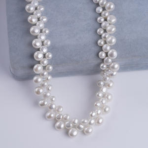 Zhuji Natural Freshwater <b>Pearl</b> Necklace Bead String 6-10mm White Three-Row Bread Bead Button Shape <b>Loose</b> <b>Pearls</b> - Product Image 5