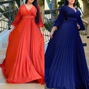 C8478 nueva llegada vestido de noche elegante cuello pico manga larga vestidos de graduación hombro flor vestidos de dama de honor - Product Image 2