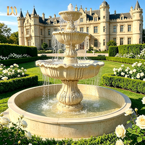 Grande <span class=keywords><strong>fontaine</strong></span> à plusieurs niveaux en marbre beige pour l'extérieur, style européen, <span class=keywords><strong>fontaine</strong></span> en pierre pour la <span class=keywords><strong>d</strong></span>écoration de villa et de jardin - Product Image 1