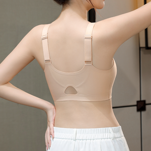 Reggiseno da donna a tre quarti con cerniera frontale, allargamento laterale, sexy, tinta unita, in spandex/nylon, lavorato a maglia, traspirante, senza ferretto, per taglie grandi e piccole - Product Image 2