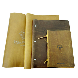 Couverture de menu en cuir rétro fou avec logo personnalisé A5 Bar <span class=keywords><strong>Restaurant</strong></span> Menu Dossier Livre Bill Holder <span class=keywords><strong>Restaurant</strong></span> Accessoires de table - Product Image 6