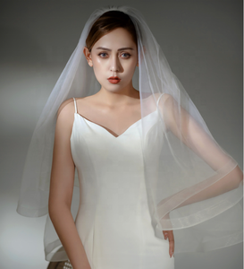 Velo de Novia de Pelo de <span class=keywords><strong>Caballo</strong></span> al por Mayor, 2 Capas, Accesorio Corto para Fiesta de <span class=keywords><strong>Bodas</strong></span>, Velos de Novia Blancos Marfil para Uso de la Novia - Product Image 2