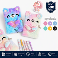 Journal intime en peluche scintillant avec serrure et clé pour filles, ensemble de carnet secret en peluche tie-dye, cadeau de papeterie d'anniversaire
