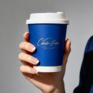 Gobelets en papier PLA à double paroi, personnalisables avec logo, jetables, de qualité alimentaire, étanches, pour café et vin, 4oz/8oz/10oz/12oz/14oz/16oz, chauds - Product Image 1
