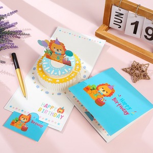Carte de vœux 3D pop-up personnalisable en forme de gâteau, pour la fête de Thanksgiving, taille personnalisée, impression 2 couleurs, gaufrage, impression offset - Product Image 2