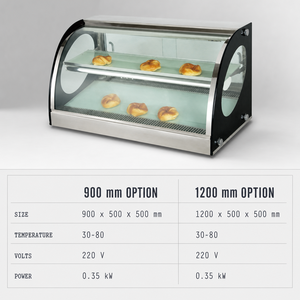 Vitrina Comercial con Calefacción para Exhibición de Alimentos, 30-80°C, 220V, 350W, para Panadería, Cafetería, Restaurante, Buffet - Product Image 6
