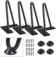 Vente chaude Noir Revêtement En Poudre En Acier Épingle À Cheveux Pieds De Table pour Canapé Armoire Cuisine Salon Chambre avec Protecteurs De Sol