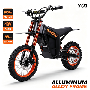 Moto tout-terrain 3000W, batterie au lithium 48V, pliable, légère, moteur central en carbone, frein à disque hydraulique, 3 45 km/h, Y01, batterie longue portée 48V - Product Image 4