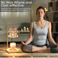 Lampe chauffe-bougie en cristal doré de luxe |   Base en bois |   Ambiance glamour pour la maison, sans flamme