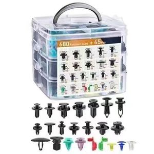 Auto Retainer Clips Kit 680Pcs With 45Pcs Tools For Car Repair Plastic Fasteners <b>Push</b> <b>Pin</b> Rivet Assortment Set - Product Image 2