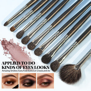 Ensemble de pinceaux de maquillage professionnels de haute qualité en poils de chèvre naturels noirs, vente en gros, étiquette privée personnalisée, avec étui - Product Image 2