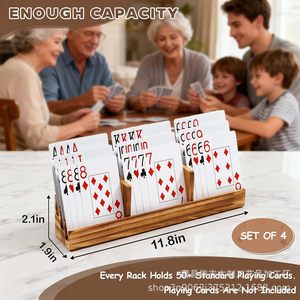 Soporte de madera para cartas de juego con ranuras ensanchadas para adultos y niños, accesorio para juegos de escritorio - Product Image 2