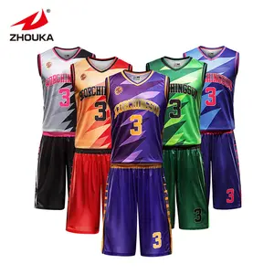 2023 Nieuwste Volwassen Mannen Basketbal Jersey Custom Ontwerp Kleurrijke Patroon Mouwloze Basketbaluniformen