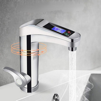 Robinet de salle de bain électrique simple en laiton avec affichage numérique LED, chauffe-eau instantané intelligent et automatique sans réservoir