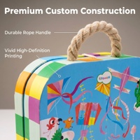 Boîte de rangement premium de forme irrégulière pour emballage de puzzles, style valise unique, en papier, avec poignée en corde durable, pour cadeaux d'enfants