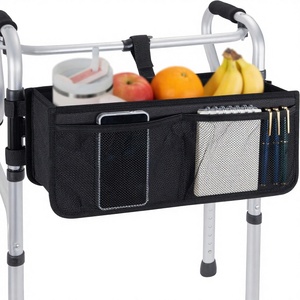 Cesta Plegable MSMT Walker, Bolsa de Almacenamiento Plegable de Gran Capacidad con Portavasos, Accesorios Desmontables para Personas Mayores (Negro) - Product Image 1
