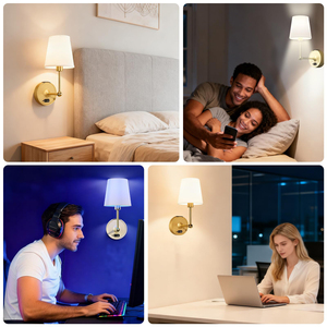 Detachable Rechargeable Battery Wireless LED <b>Wall</b> <b>Lights</b> with Shade & <b>Remote</b>,3 Colors & 7 RGB Dimmable for Bedroom Living Room - Product Image 6